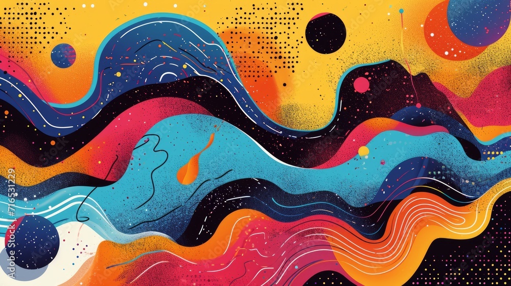 Aufkleber colored background of abstract sound wave. abstract flowing wavy, smoke lines. vibrant colorful digi