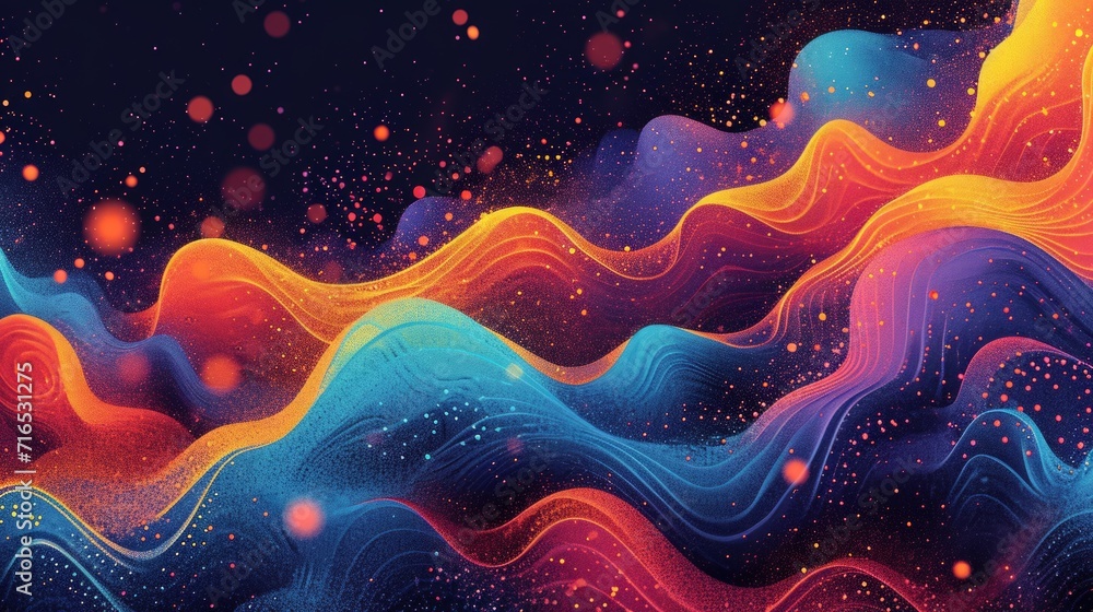 Aufkleber colored background of abstract sound wave. abstract flowing wavy, smoke lines. vibrant colorful digi