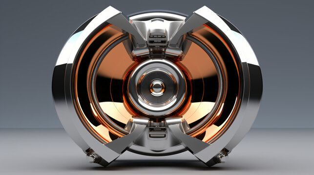 3d rendered illustration of a chrome speaker