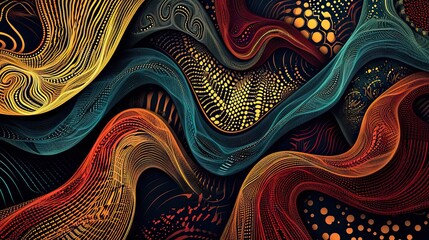 Colorful texture wavy ornament for background - ai generated abstract art - obrazy, fototapety, plakaty