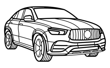 Line art contour outline german car illustration