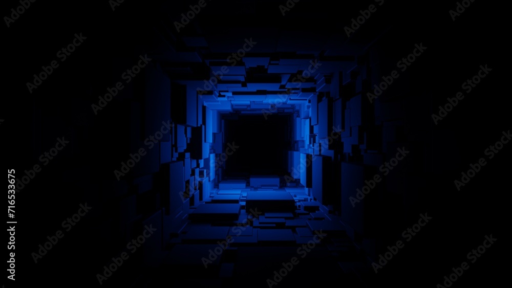 Poster abstract wireframe tunnel. wormhole. 3d portal grid. futuristic fantasy funnel. 3d rendering.