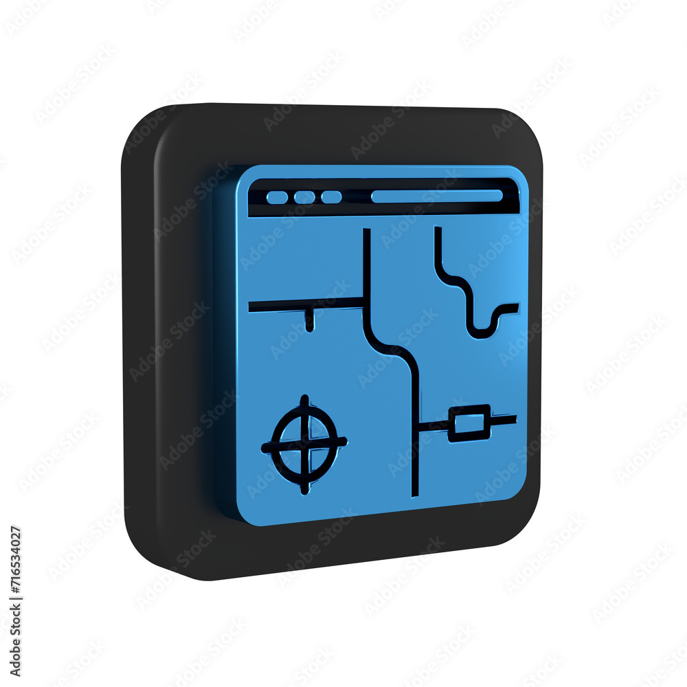 Poster blue infographic of city map navigation icon isolated on transparent background. mobile app interfac