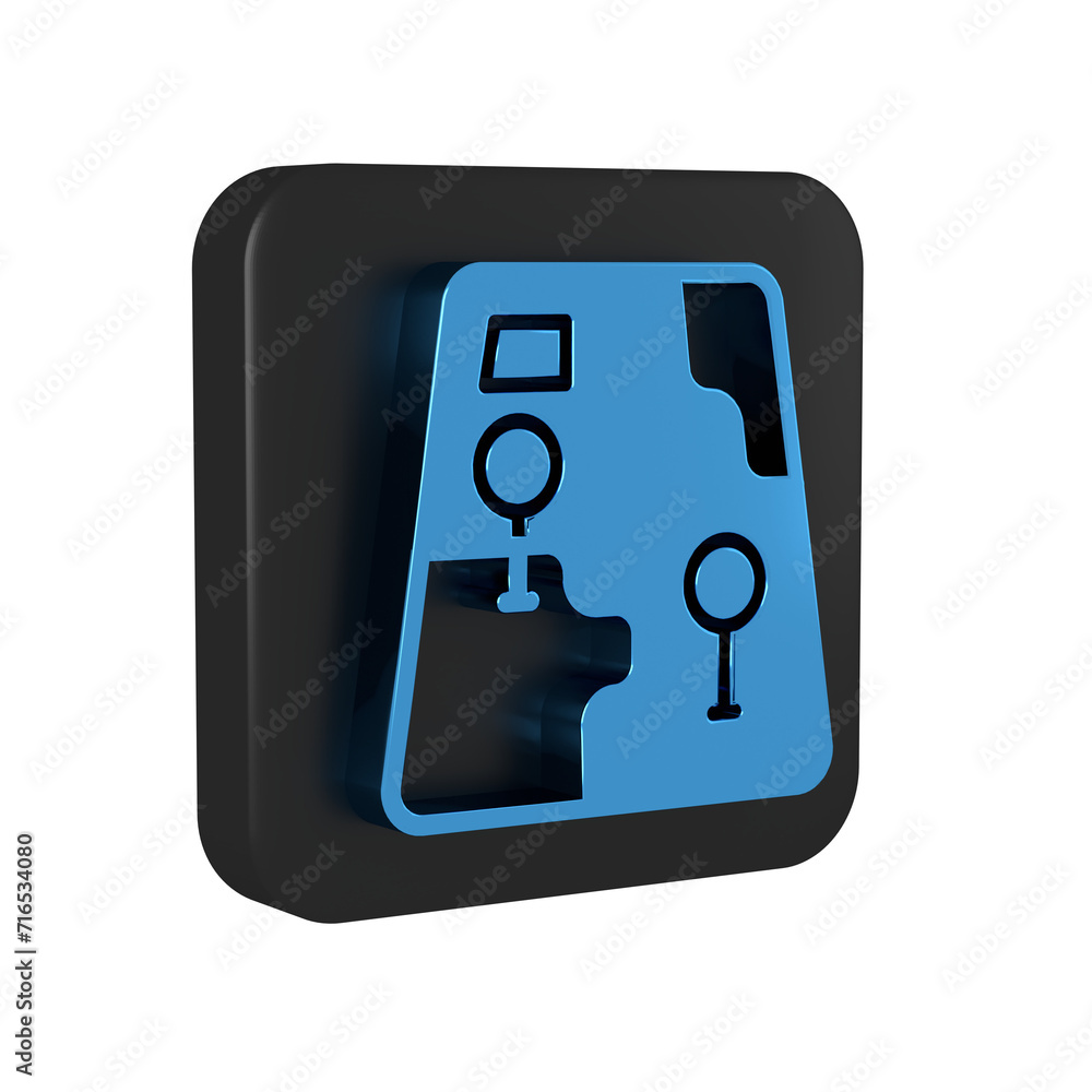 Poster blue infographic of city map navigation icon isolated on transparent background. mobile app interfac