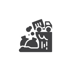 Garbage dump truck vector icon