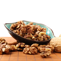 Walnut kernel isolated on white background