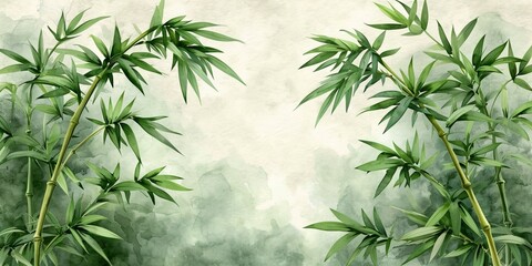 A closeup depiction of green hemp leaves, symbolizing cannabis cultivation, herbal medicine