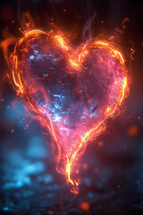 neon light heart. AI generative