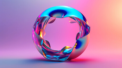 A circle colorful and shiny 3D shapes
