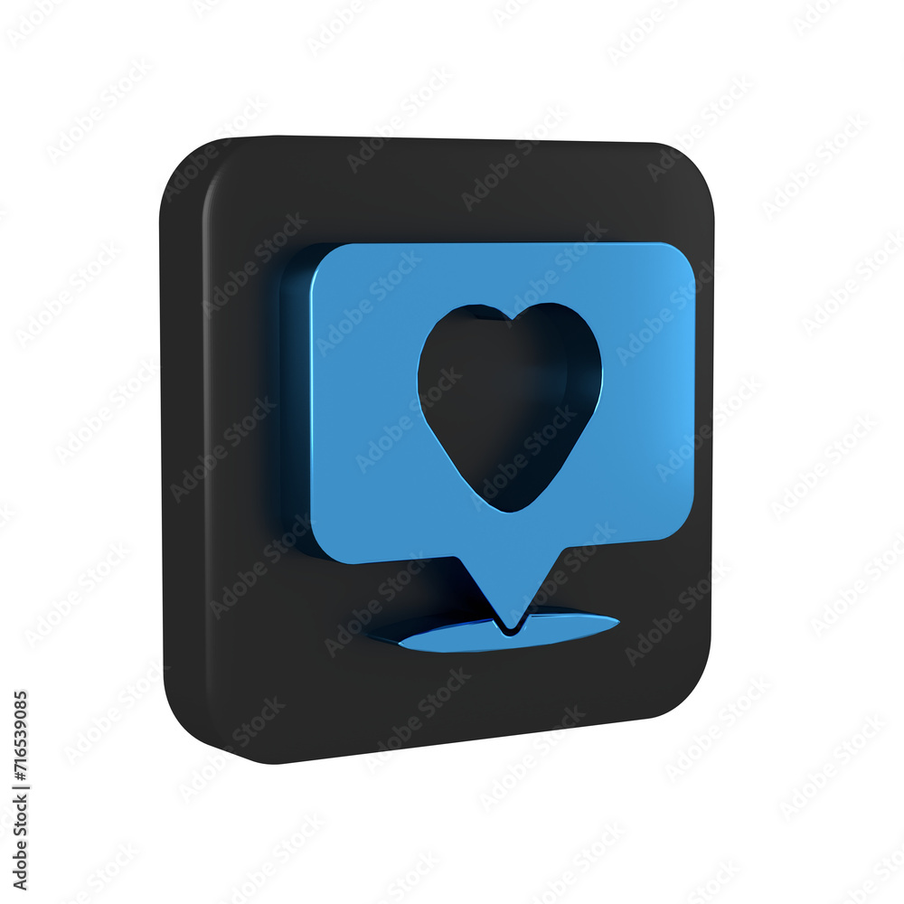Poster blue like and heart icon isolated on transparent background. counter notification icon. follower ins