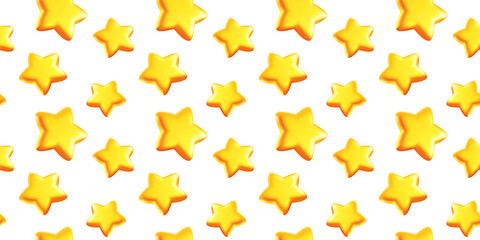 Vector seamless pattern with golden star on white background. 3d style design with golden star