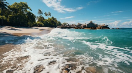 Greenery Beach Landscape wallpaper , Exotic Location ,Generative Ai