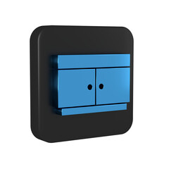 Blue Chest of drawers icon isolated on transparent background. Black square button.