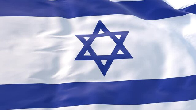 Israel, flag waving in the wind as background for intro, State of Israel flag in slow 3d motion animation realistic. Flag Close Up
