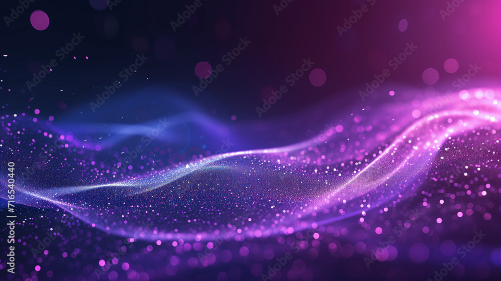 Poster abstract background with space, purple background, digital purple particles wave and light abstract 