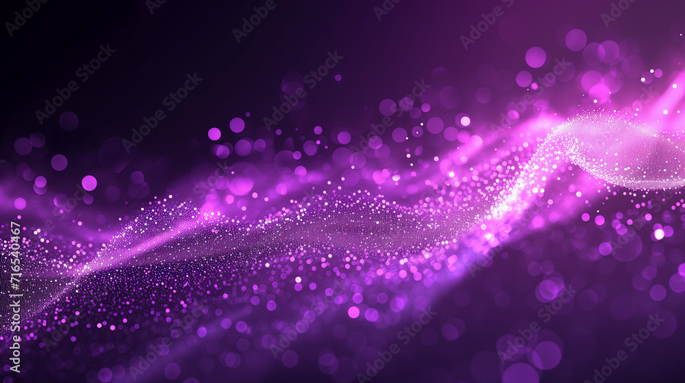 Poster abstract background with lights, purple background, digital purple particles wave and light abstract