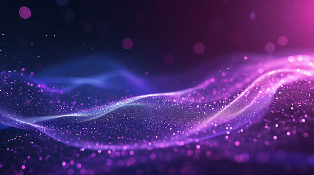 abstract background with space, purple background, Digital purple particles wave and light abstract background with shining dots stars., Ai generated image 