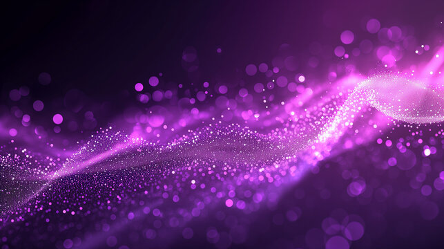 abstract background with lights, purple background, Digital purple particles wave and light abstract background with shining dots stars., Ai generated image 