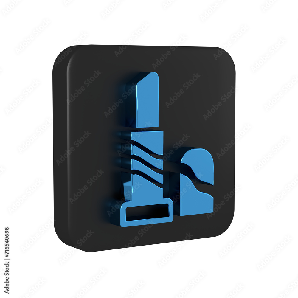 Sticker Blue Lipstick icon isolated on transparent background. 8 March. International Happy Women Day. Black square button.