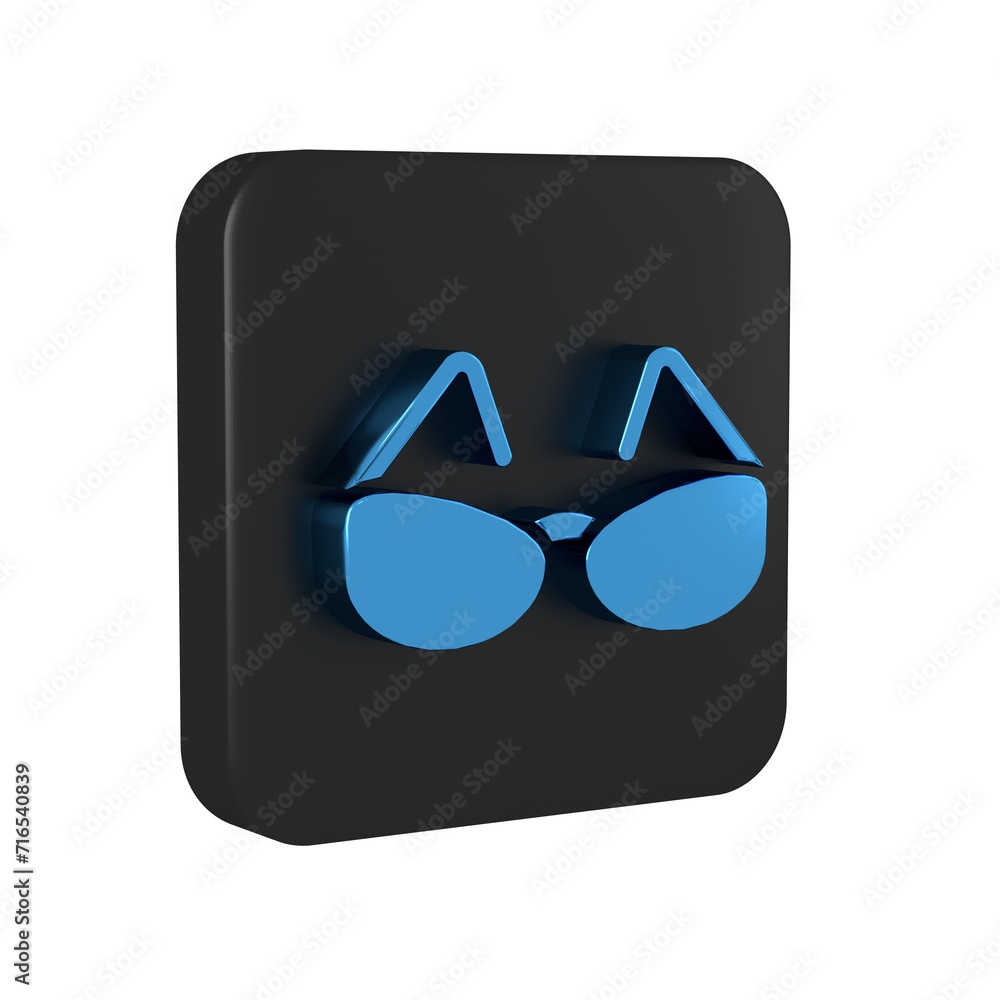 Canvas Prints blue glasses icon isolated on transparent background. eyeglass frame symbol. black square button.