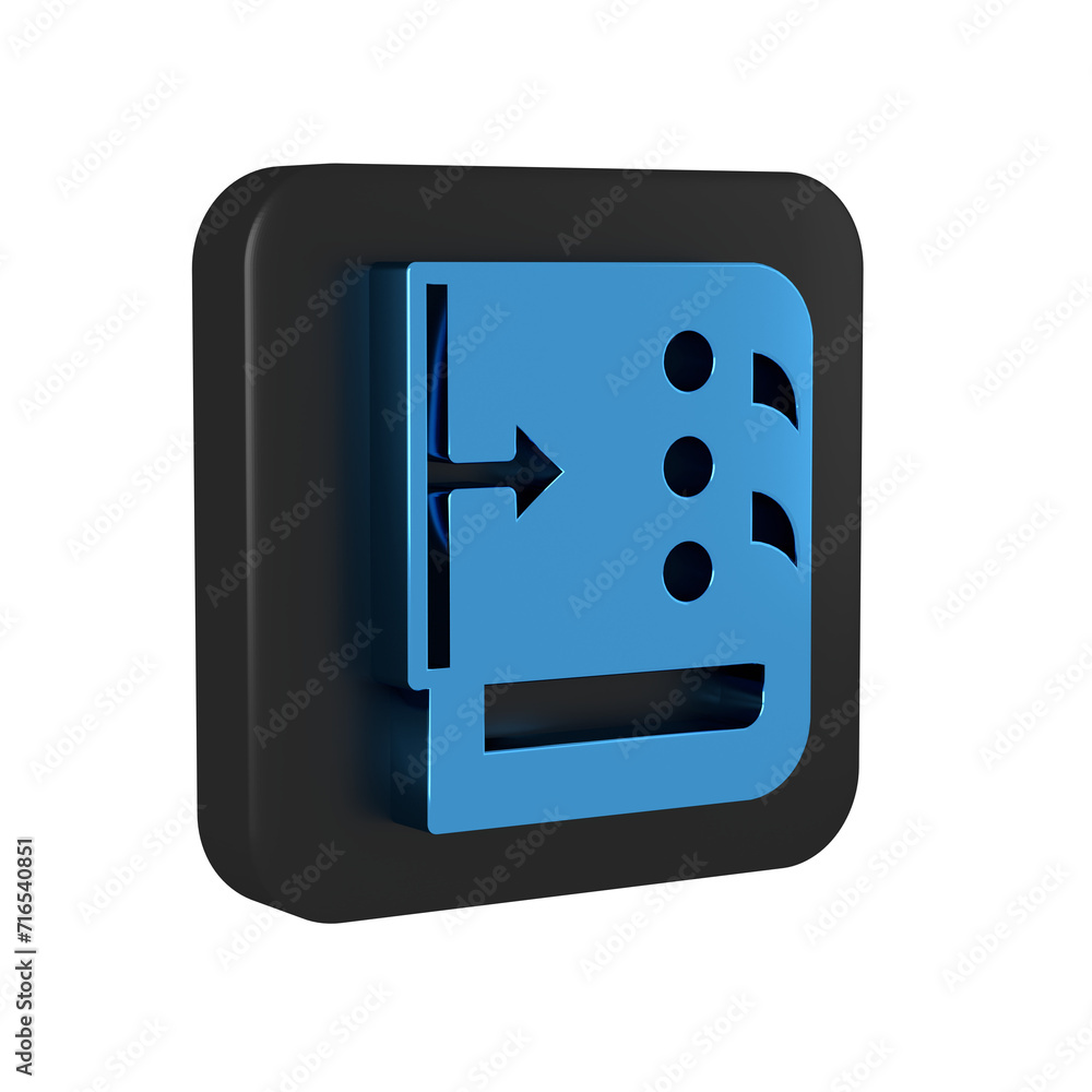 Poster blue sound mixer controller icon isolated on transparent background. dj equipment slider buttons. mi