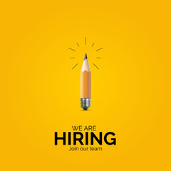 We are hiring join to the team announcement. Hiring recruitment open vacancy design. Creative hiring poster. hiring social media post design.