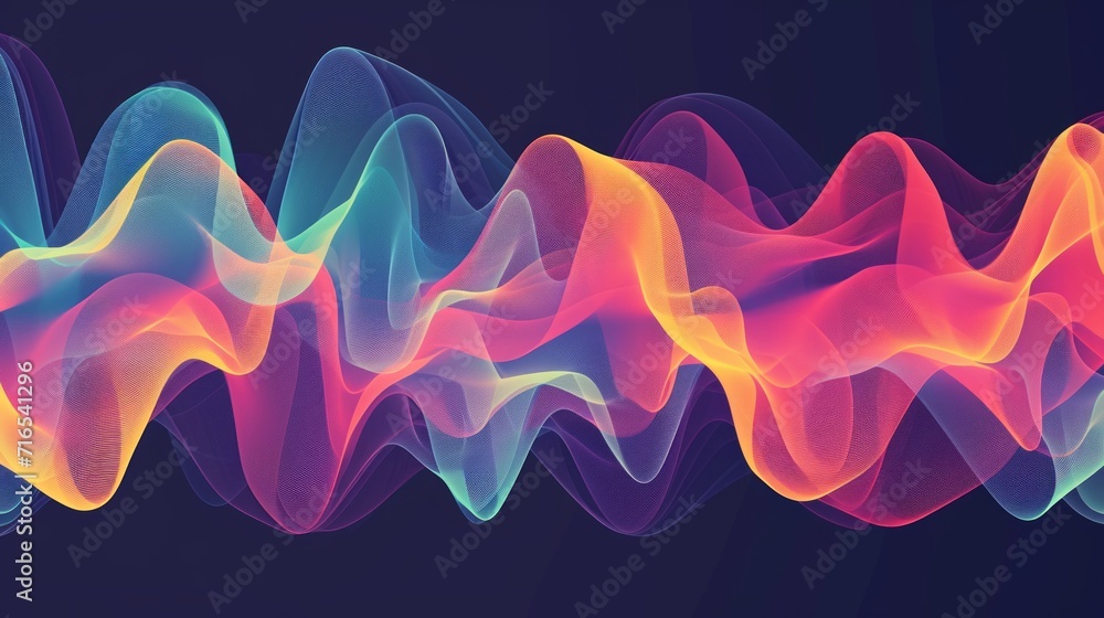 Aufkleber colored background of abstract sound wave. abstract flowing wavy, smoke lines. vibrant colorful digi