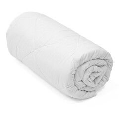 soft white quilted blanket duvet comforter folded isolated on white background