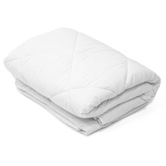 soft white quilted blanket duvet comforter folded isolated on white background