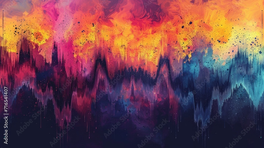 Aufkleber colored background of abstract sound wave. abstract flowing wavy, smoke lines. vibrant colorful digi
