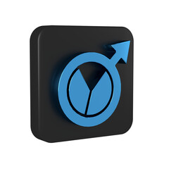 Blue Financial growth icon isolated on transparent background. Increasing revenue. Black square button.