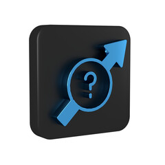 Blue Arrow icon isolated on transparent background. Direction Arrowhead symbol. Navigation pointer sign. Black square button.