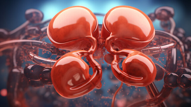 3d rendered illustration of an obese mans kidneys