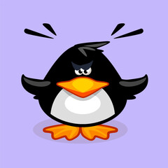Angry penguin, Cartoon vector Illustration Animal.