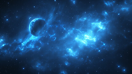 Fototapeta premium blue night sky with stars and the moon, in the style of infinite space, 