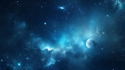 Fototapeta premium blue night sky with stars and the moon, in the style of infinite space, 