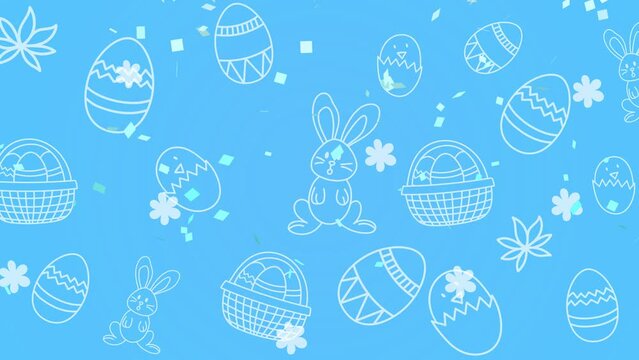Seamless loop motion graphics features an Easter-themed characters and elements, animation that adds a touch of whimsy to seasonal projects