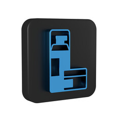 Blue Shaving gel foam icon isolated on transparent background. Shaving cream. Black square button.