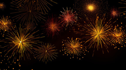 Naklejka premium Festive firework salute burst isolated on a black background.