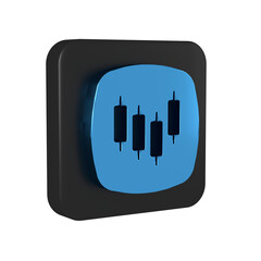 Blue Browser with stocks market growth graphs and money icon isolated on transparent background. Monitor with stock charts arrow on screen. Black square button.