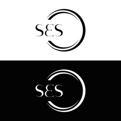 SES logo. S E S design. White SES letter. SES, S E S letter logo  SES design. Initial letter SES linked circle uppercase monogram logo. S E S letter logo SES vector design. SES letter logo design five