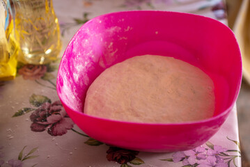Homemade bread dough. Healthy food prepared from flour