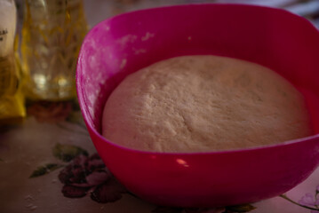Homemade bread dough. Healthy food prepared from flour