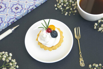 Cupcake with whipped cream 
