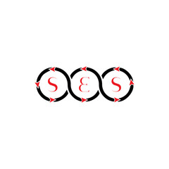 SES logo. S E S design. White SES letter. SES, S E S letter logo  SES design. Initial letter SES linked circle uppercase monogram logo. S E S letter logo SES vector design. SES letter logo design five