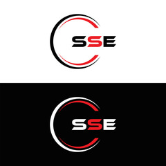 SSE logo. S S E design. White SSE letter. SSE, S S E letter logo  SSE design. Initial letter SSE linked circle uppercase monogram logo. S S E letter logo SSE vector design. SSE letter logo design five