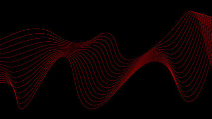 abstract smooth wavy line on a black background. - obrazy, fototapety, plakaty