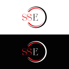 SSE logo. S S E design. White SSE letter. SSE, S S E letter logo  SSE design. Initial letter SSE linked circle uppercase monogram logo. S S E letter logo SSE vector design. SSE letter logo design five