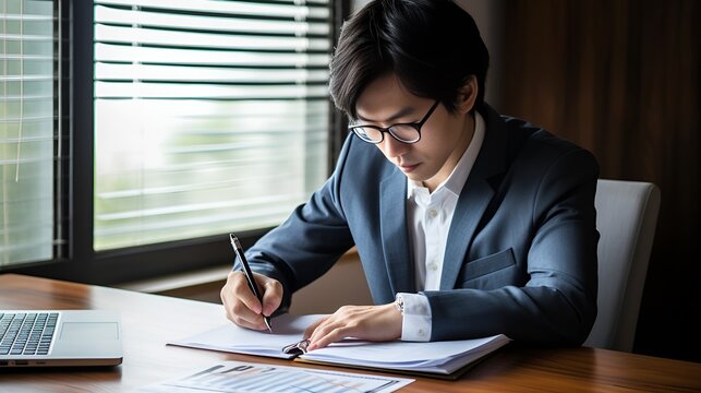 Young employee planning in the office , Young employee, planning, office