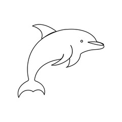 Continuous single line of cute dolphin outline vector art drawing and illustration